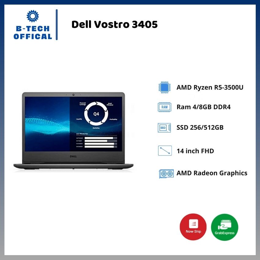 [TẶNG VOCHER 150k] Laptop Dell Vostro 3405 (V4R53500U003W)/ Ram 8GB DDR4/ SSD 512GB/ 14.0 inch