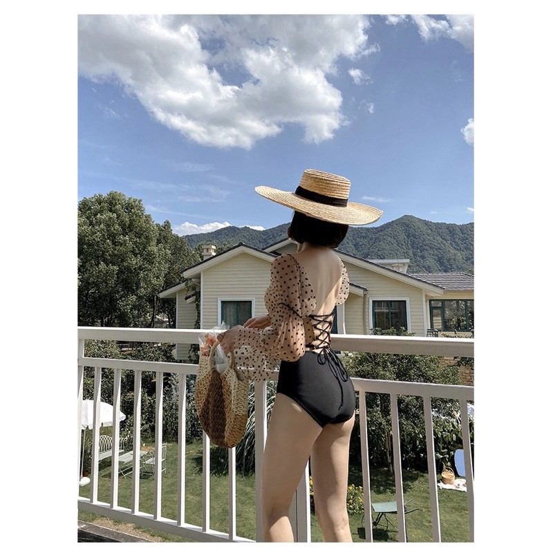 [BKN969] &lt;HÀN&gt; BODYSUIT TAY BỒNG BE CHẤM BI CAO CẤP KIỂU HÀN (CÓ GỌNG) (FORM NHỎ)