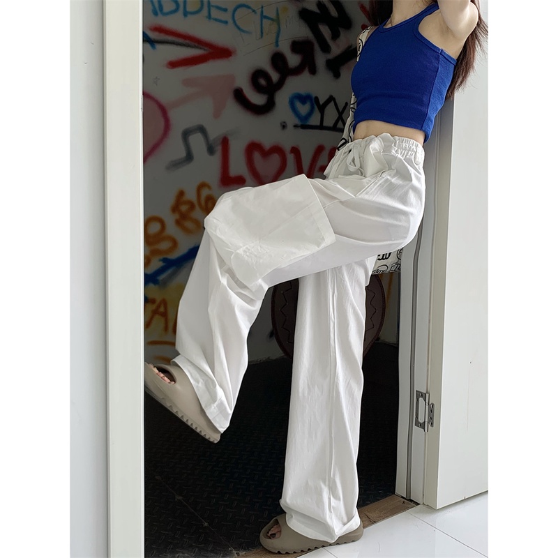 Quần Dài Nữ Ống Rộng Lưng Cao Màu Xám