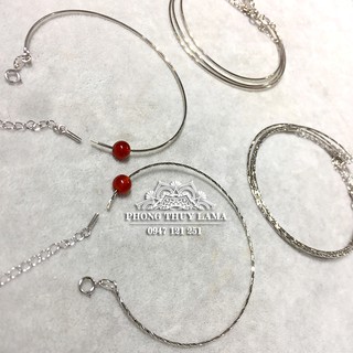 Vòng tay kiềng bạc trơn lồng đá