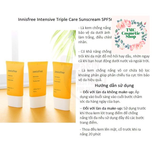 Kem Chống Nắng Innisfree SPF50+ 50ml Mẫu Mới | BigBuy360 - bigbuy360.vn