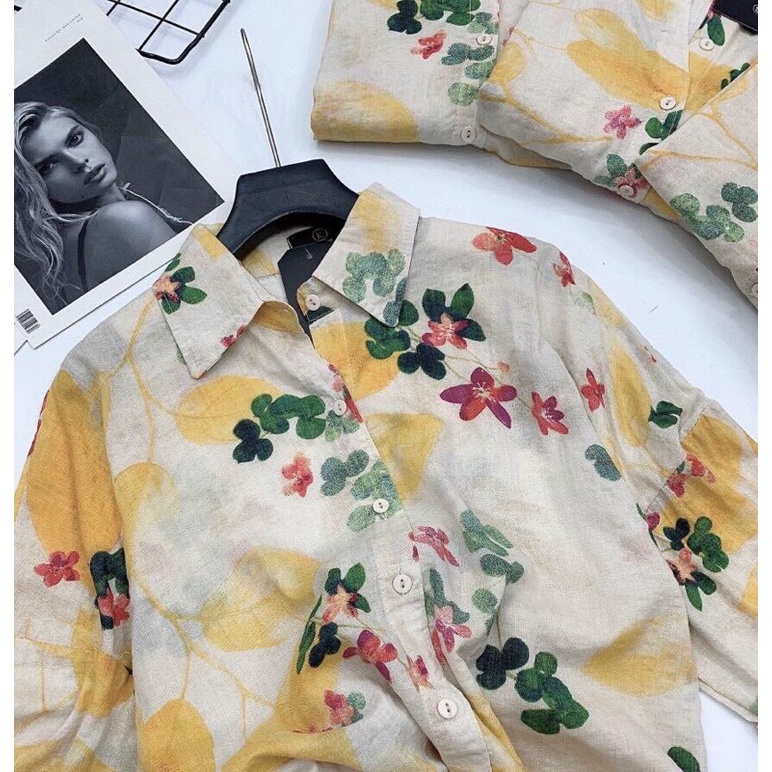 Áo Sơ Mi Hoa Vintage Tay Lỡ