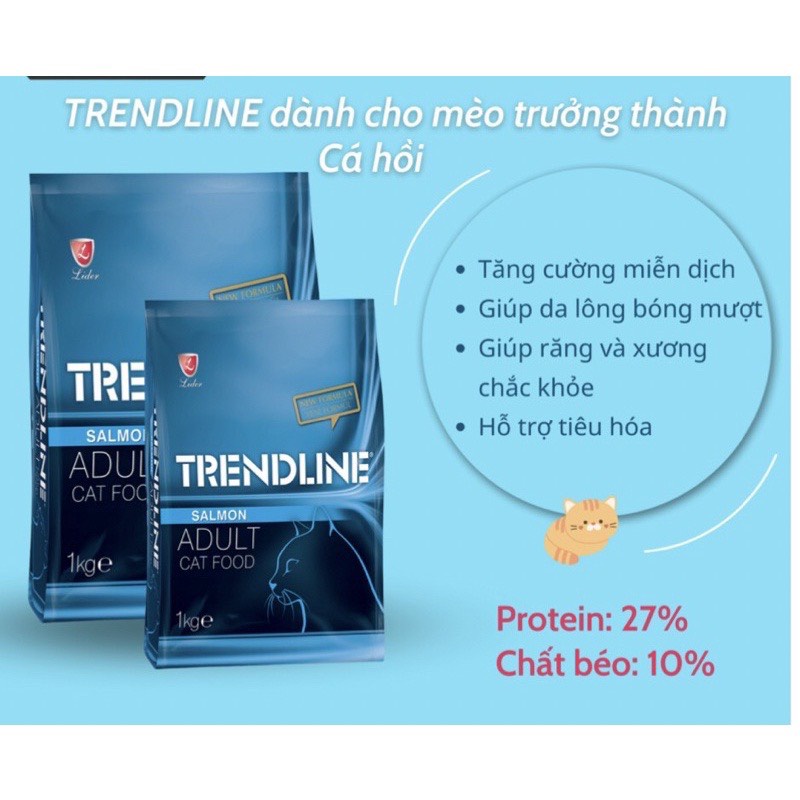 Thức ăn mèo Trendline - Hạt mèo con mèo trưởng thành TREND LINE túi 1kg nguyên seal