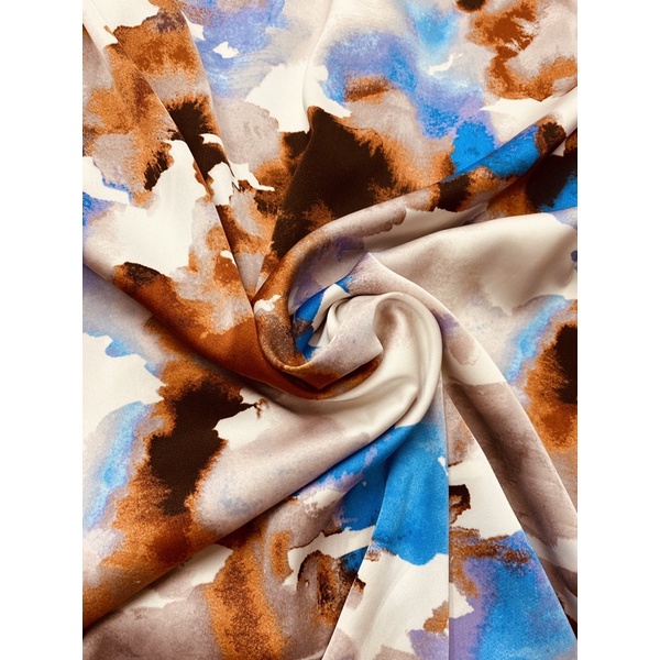 Vải lụa satin lập thể màu loang