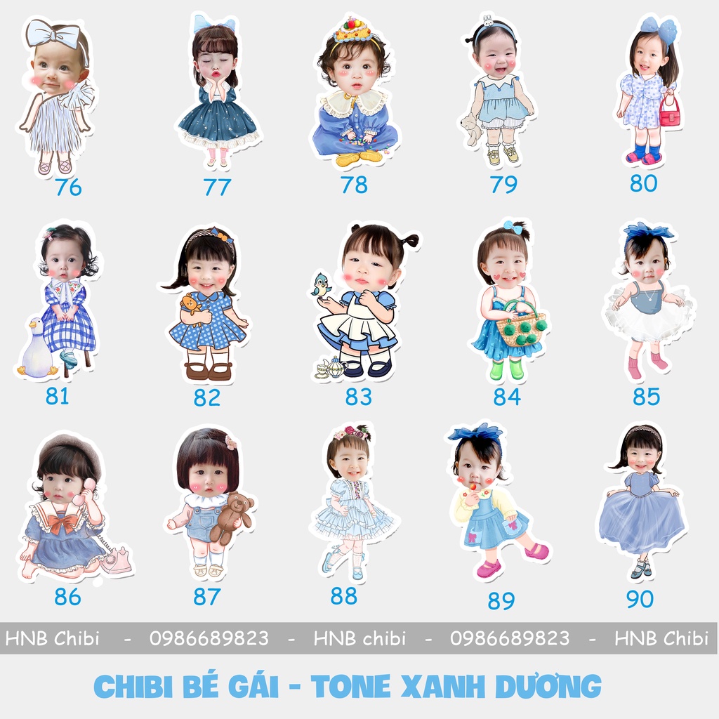 Hình chibi bé gái, chibi sinh nhật đáng yêu, ngộ nghĩnh, có nhiều mẫu mã, thiết kế theo yêu cầu