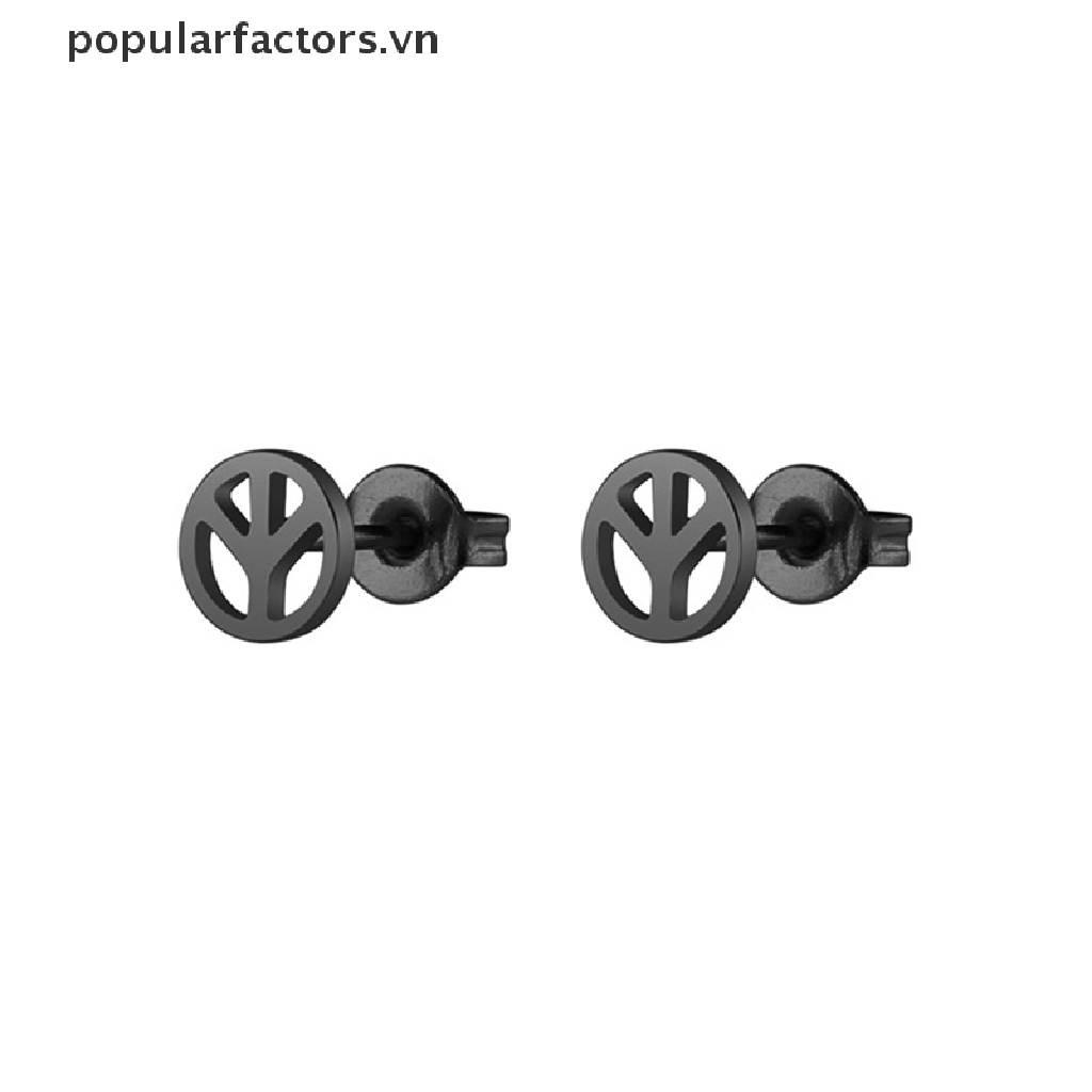 Bông Tai Biểu Tượng Hòa Bình Bằng Thép Không Gỉ Chống Thấm Nước Phong Cách Punk Đơn Giản Cho Nữ