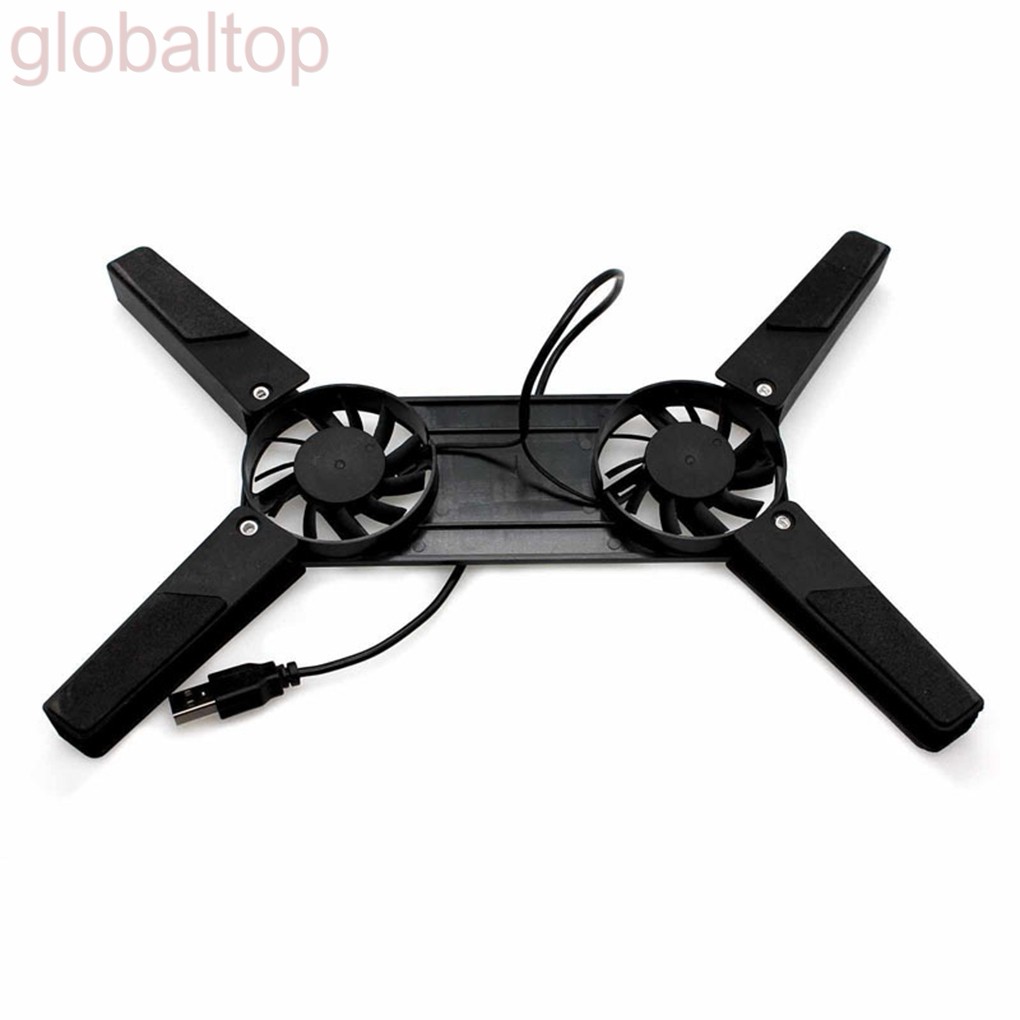 Laptop Desk Support Dual Cooling Fan Notebook Computer Stand Foldable USB Rack Holder Black