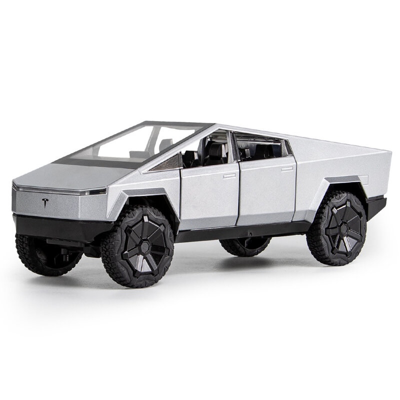 Mô Hình Xe Tesla Cybertruck XHD 1:24 ô tô mini đồ chơi kim loại Cyber Truck mở được cửa, có đèn âm thanh, tự đánh lái