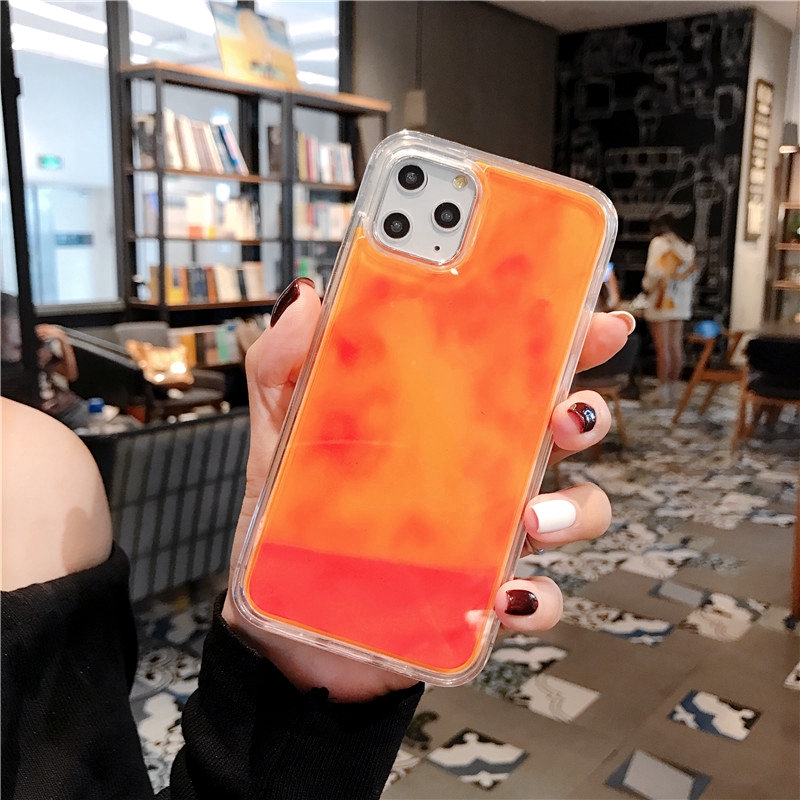Ốp Điện Thoại Cát Neon Lấp Lánh Phát Sáng Sang Trọng Cho iPhone 14 13 12 11 Pro Max XS XR 8 Plus