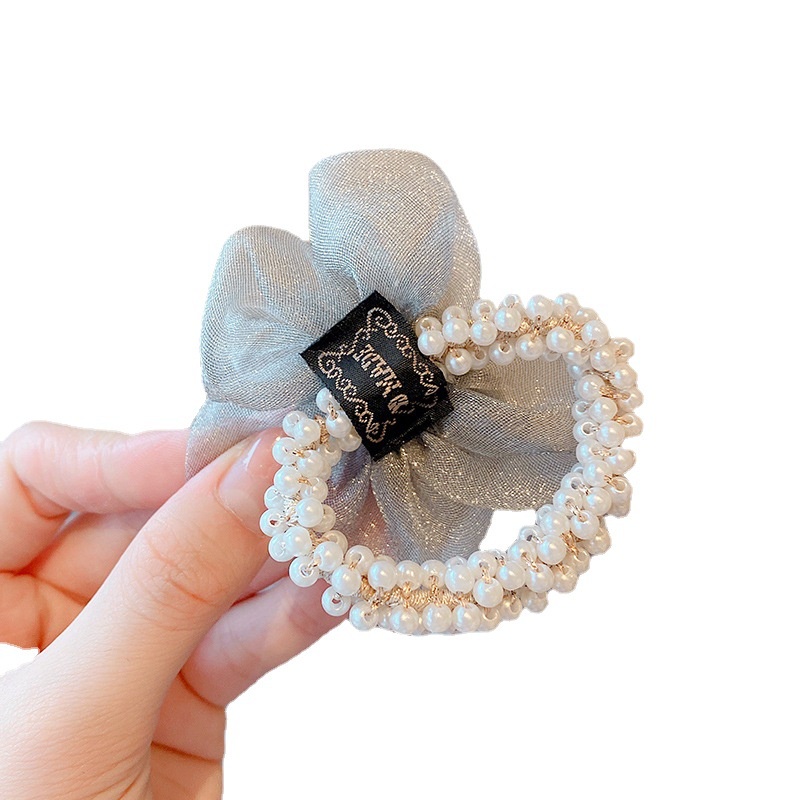 Dây Buộc Tóc Cao Su Hình Vương Miện Đính Ngọc Trai Phong Cách Hàn Quốc Mới Cho Bé Gái