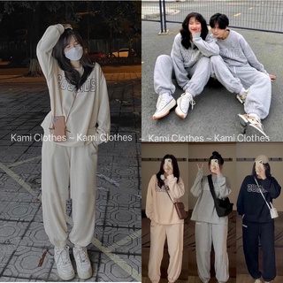 [Ảnh thật/Video] Set bộ nỉ COSMOS gồm áo hoodie và quần dài phong cách Hàn Quốc chất nỉ tàu siêu ấm - KAMI Clothes