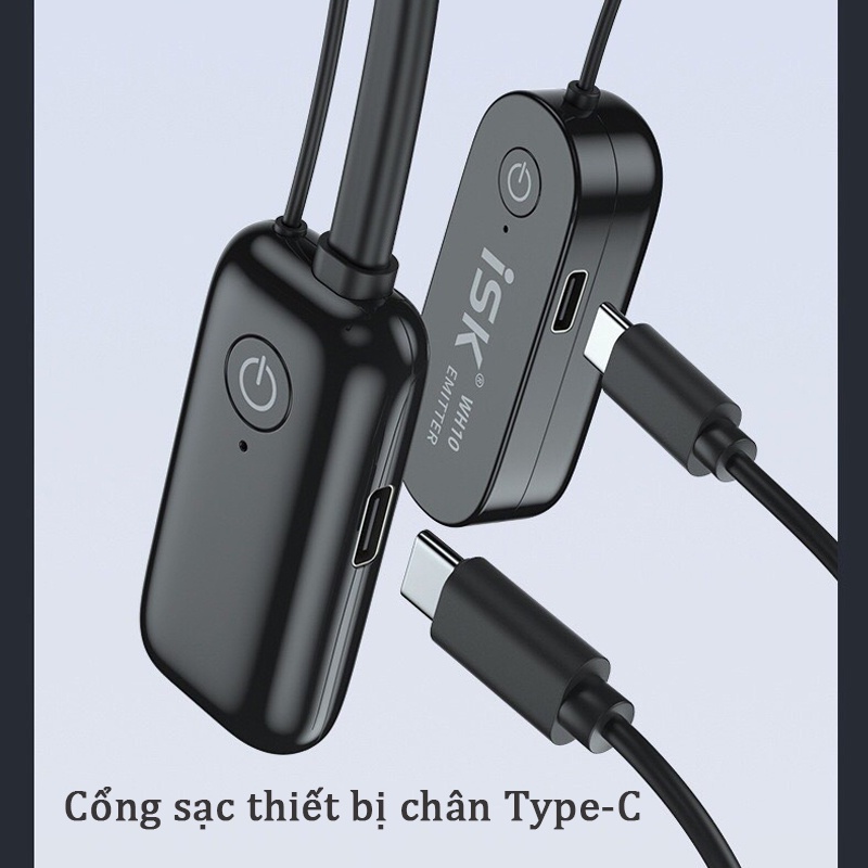 Tai nghe kiểm âm ISK WH10 không dây với tần số sóng 2.4G siêu thấu các vật cản 10m tương thích tất cả các thiết bị.