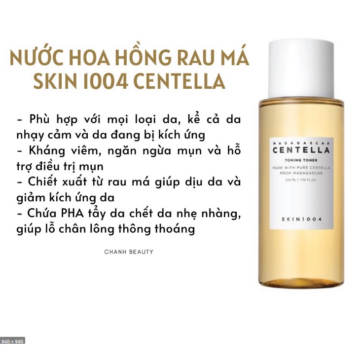 Nước hoa hồng chiết xuất từ rau má SKIN1004 Madagascar Centella Toning Toner 210ml