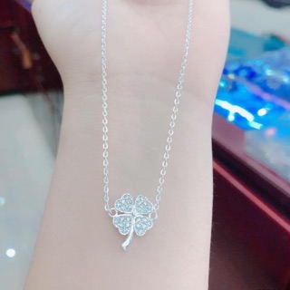 Dây chuyền nữ cỏ bốn lá đính đá chuẩn bạc ta