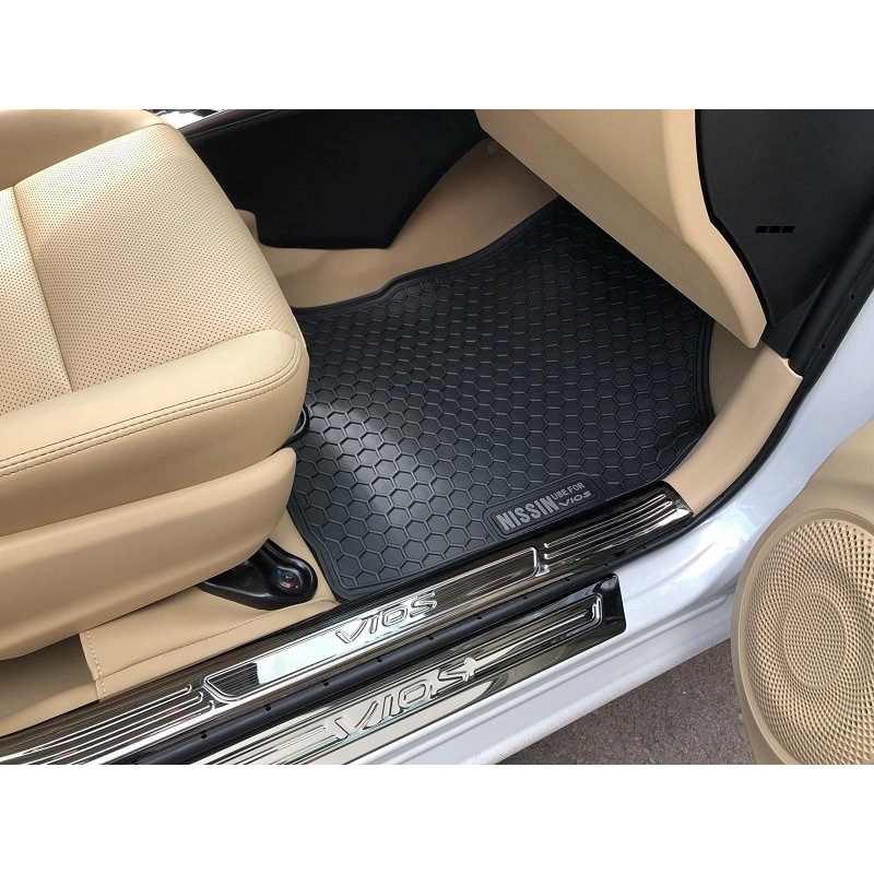 Sàn cao su vios 2014 -2022, thảm cao su theo xe Vios 2014 - 2022 Chữ trắng