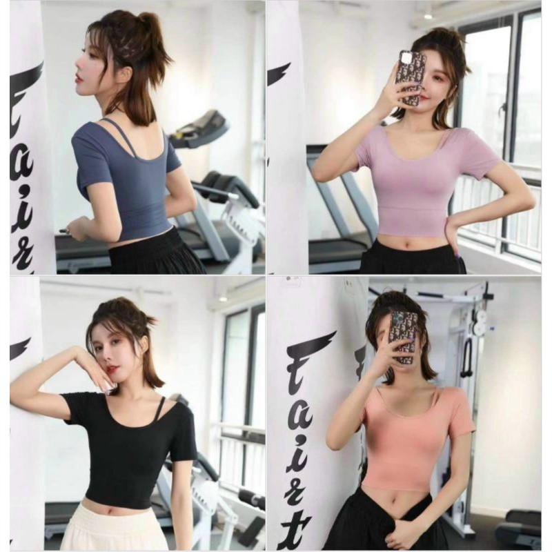 áo croptop tập gym yoga nữ cao cấp (có mút sẵn)