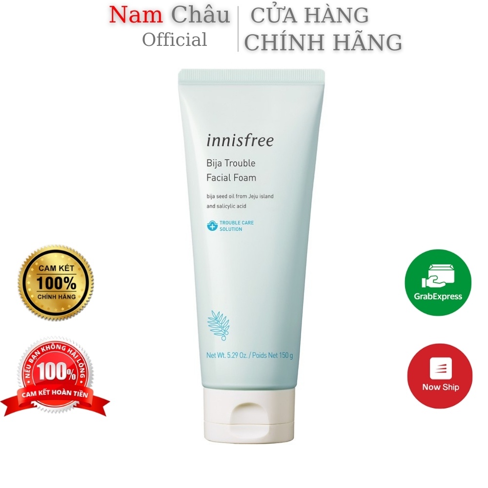 Sữa rửa mặt Innisfree Bija Trouble Facial Foam cho da mụn, da dầu 150ml