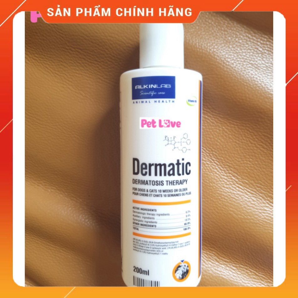 [PETHOME] Dầu tắm cho chó mèo bị viêm da, gầu, ghẻ có mủ Dermatic (Alkin, Anh Quốc)