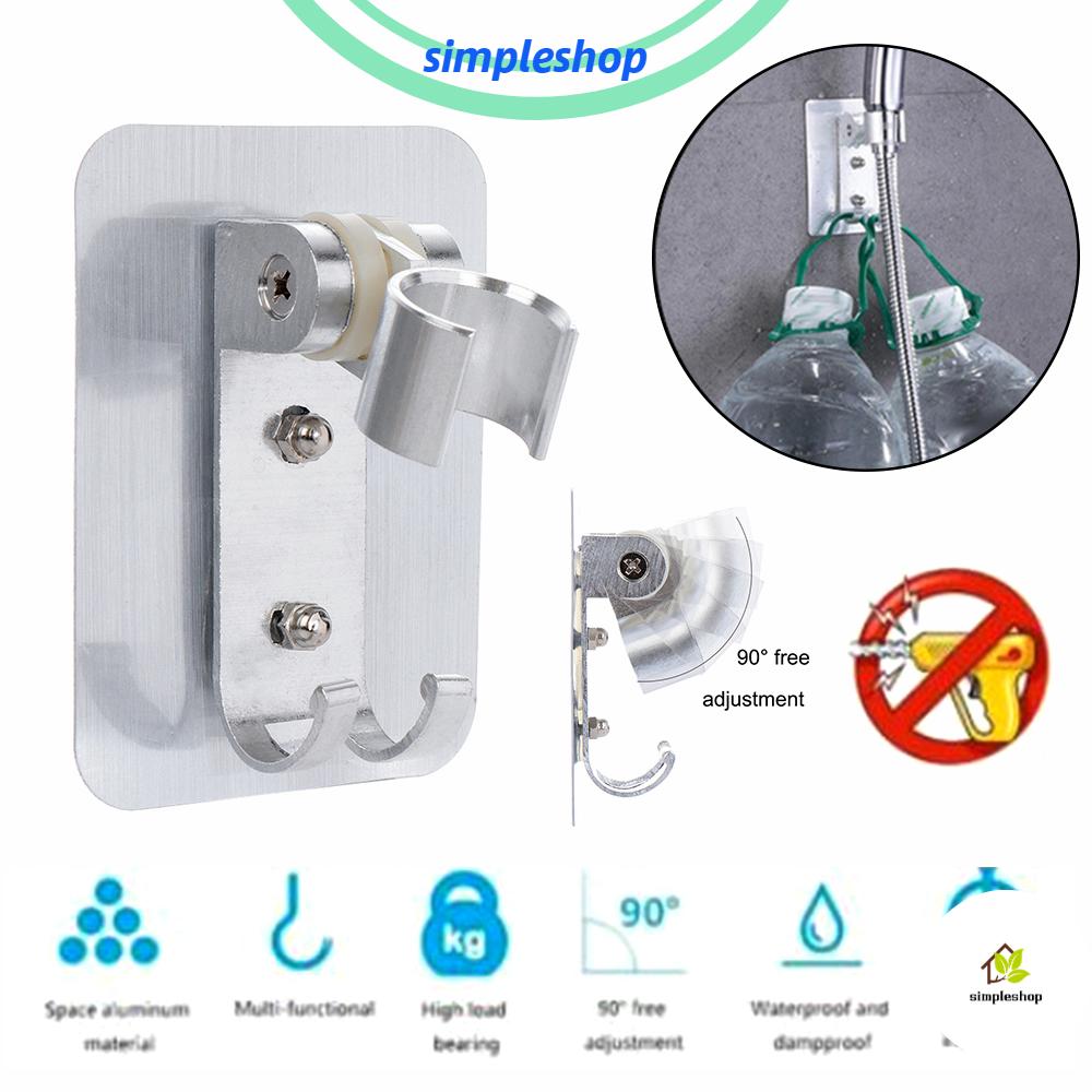 ❀SIMPLE❀ Fitting Shower Head Bracket Self-Adhesive Bathroom Accessories Storage Rack Wall Mounted No Punching Holder 90º Adjustable Non-Trace Stand