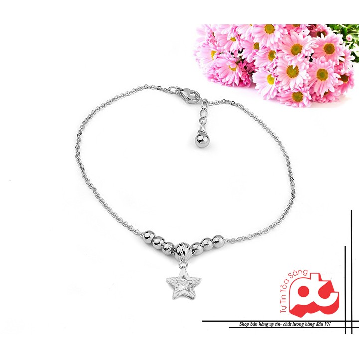 Lắc chân inox nữ kiểu bi cách điệu ngôi sao may mắn V7