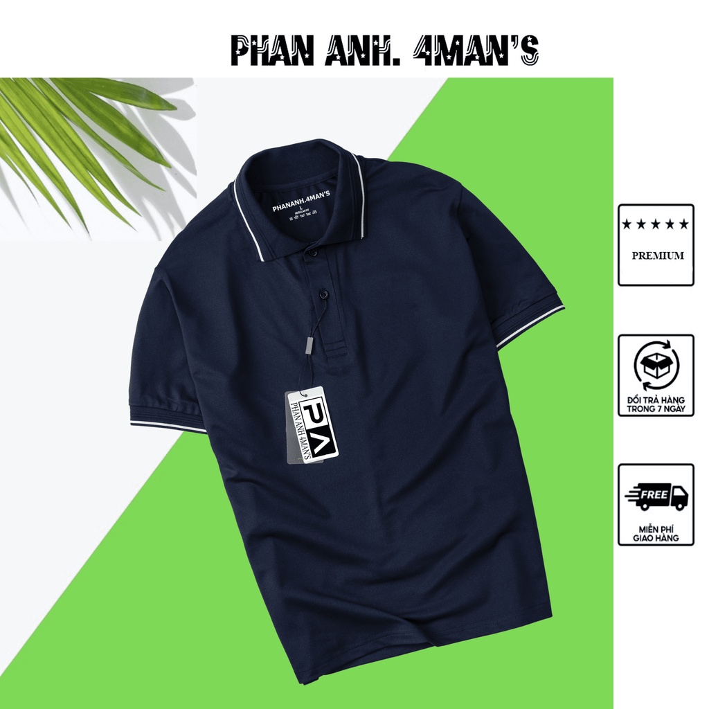 Áo polo PHANANH.4MAN'S màu Xanh than phối viền chất vải poly cao cấp co giãn 4 chiều