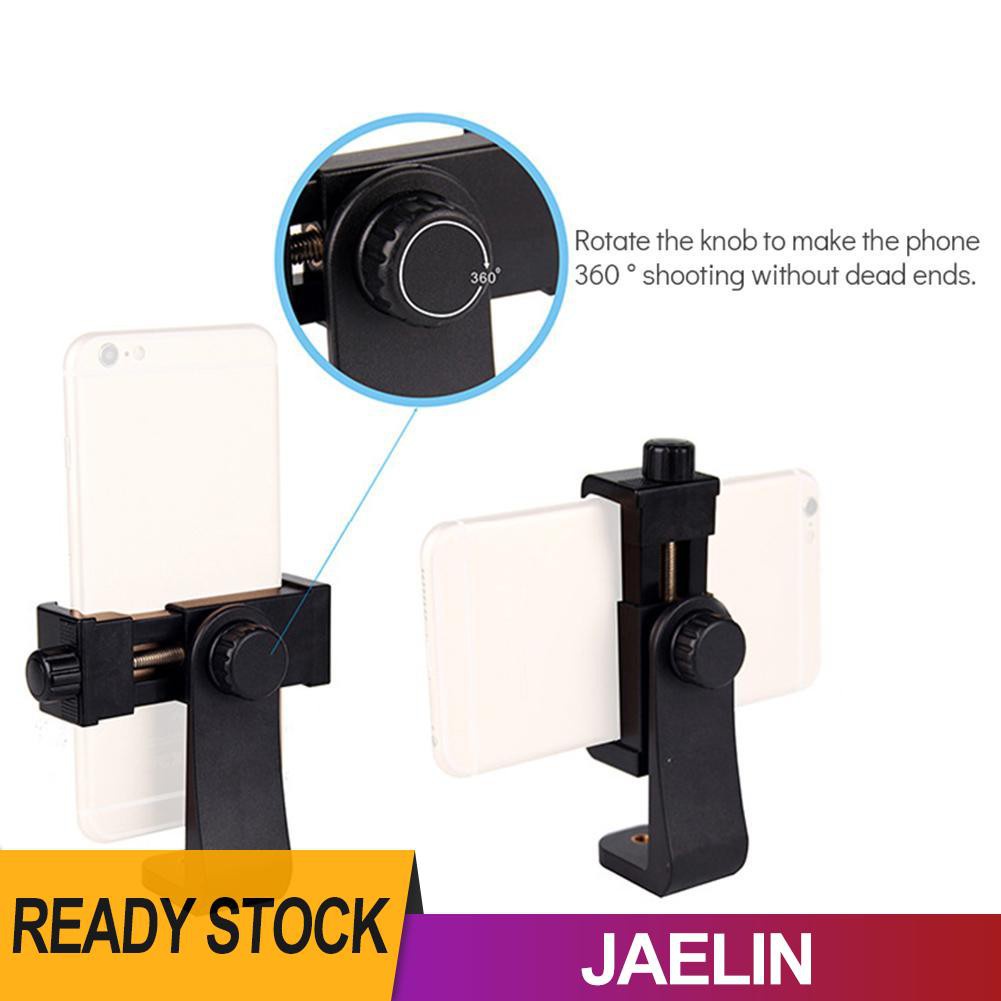 JAE Tripod Mount Phone Clip Vertical Bracket 360 Degree Rotating Tripod Adapter