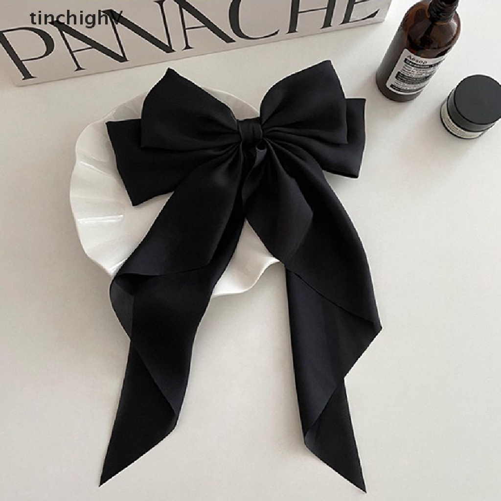 Kẹp tóc nơ ruy băng vải satin đơn giản thanh lịch