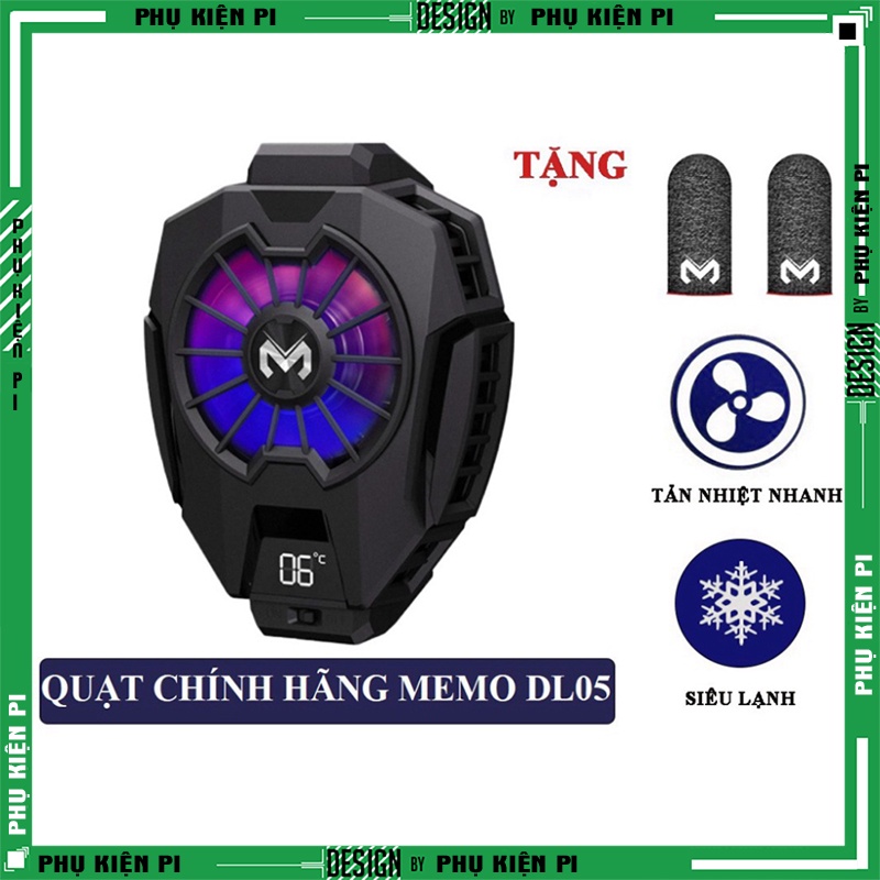 Quạt tản nhiệt điện thoại MEMO DL05 Siêu lạnh, hiển thị nhiệt độ, LED RGB, Kẹp thu vào 2 chiều