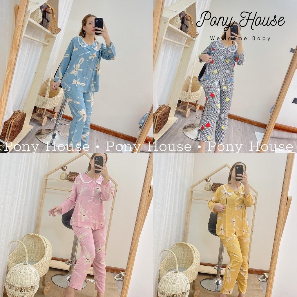 Bộ Bầu Sau Sinh Dài Tay Lanh Siêu Mát, Có Khóa Cho Con Bú (Free Size 45-58kg)