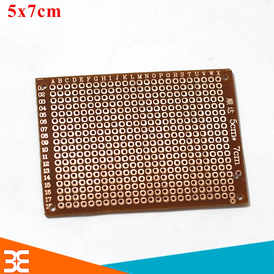 Phíp đồng lỗ - bảng mạch đục lỗ sẵn PCB nâu kích thước 5x7mm