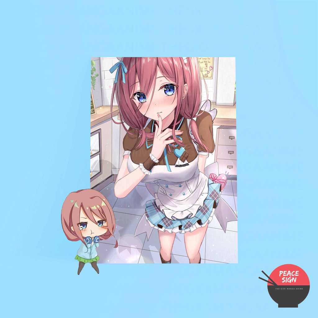 (NHIỀU MẪU) Tấm Postcard cao cấp giấy 260gsm in hình NAKANO MIKU - Gotoubun no Hanayome NHÀ CÓ NĂM NÀNG DÂU