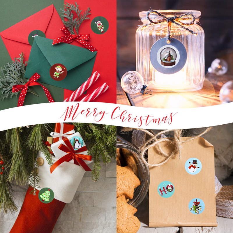 Set 500 Sticker 2.5cm Dán Trang Trí Phong Cách Giáng Sinh