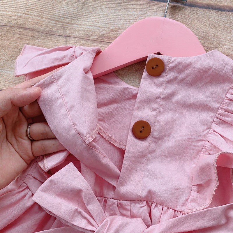 váy  bé gái 𝑭𝑹𝑬𝑬𝑺𝑯𝑰𝑷NHƯ Ý HOUSE'S-Váy Trẻ Con- váy thô nến hồng bèo vai