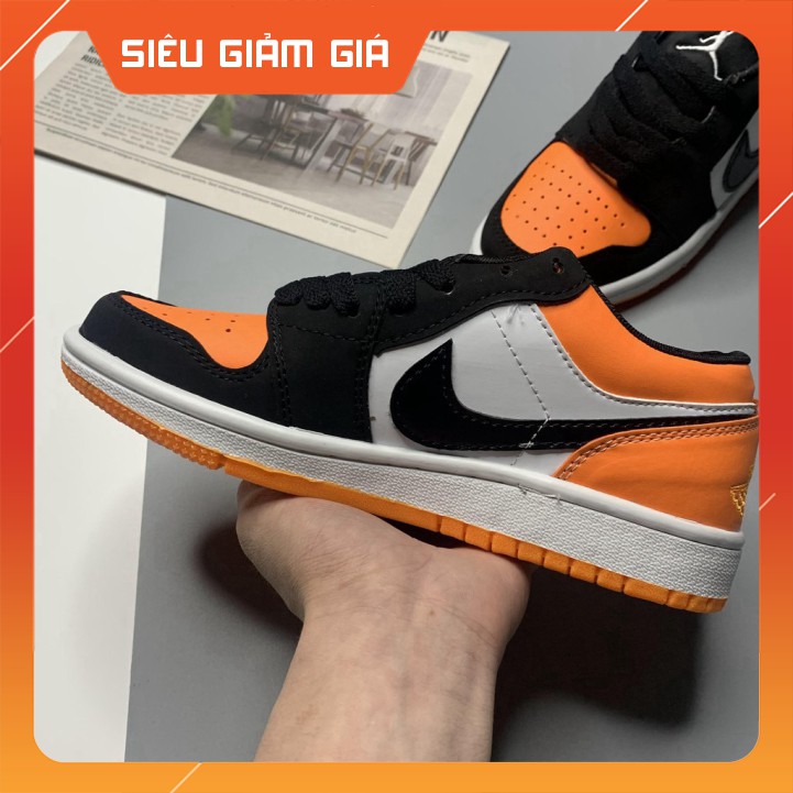 [BÁN CHẠY NHẤT SHOPEE] Giày Jordan, Giày Sneaker JD LOW Cổ Thấp Màu Cam Đen Da Lộn Cao Cấp, Đế Khâu Full Box Đủ Size Nam