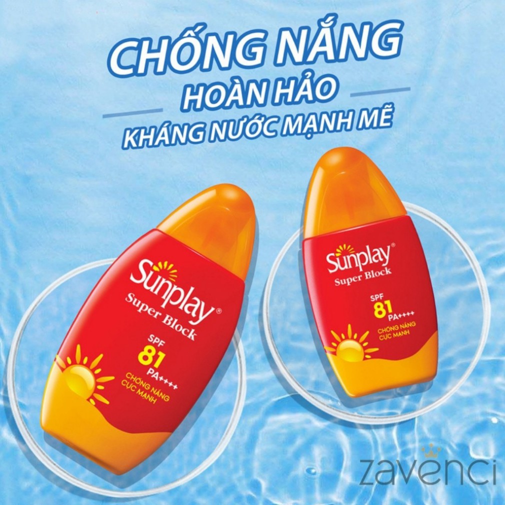 Kem chống nắng SUNPLAY Sun Play Super Block SPF 81 PA++++ Ngăn Đen Sạm Vượt Trội  Không Chứa Cồn (70g)