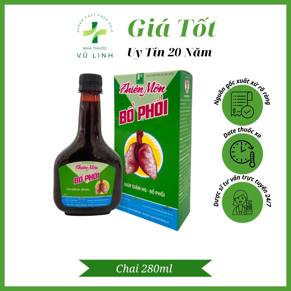 Thiên Môn Bổ Phổi Hỗ Trợ Giảm Ho, Bổ Phổi Chai 280ml