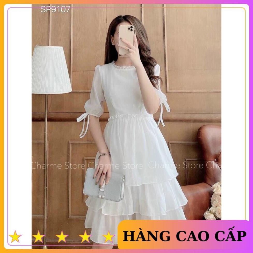 [ UY TÍN - CHẤT LƯỢNG ] Đầm Nữ Dáng Xòe Xếp Ly 3 Tầng Vải Voan Cao Cấp Free Size 46 - 54kg VNJ370