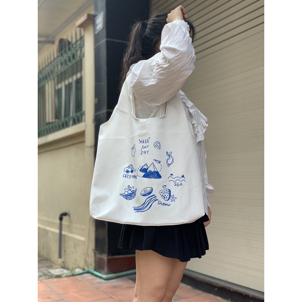 [Hàng Loại 1] Túi tote vải bố đựng đồ canvas đeo vai Hazin thời trang vải bố loại tốt cho nữ cực hót,đi học,đi làm HZ32