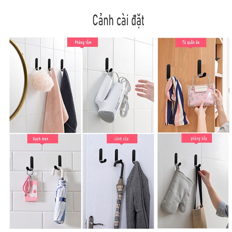 Móc treo đồ MEIDOO kim loại dán tường 3M không cần khoan lỗ đa năng tiện lợi
