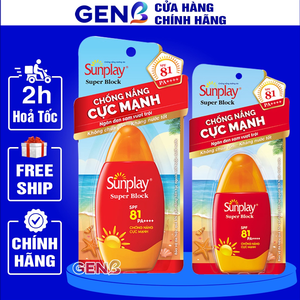 Kem Chống Nắng Sunplay Sunplay Super Block SPF81 CHÍNH HÃNG Sữa Kcn Cho Da Mặt Và Toàn Thân Rohto Nhật Bản Mỹ Phẩm GENB