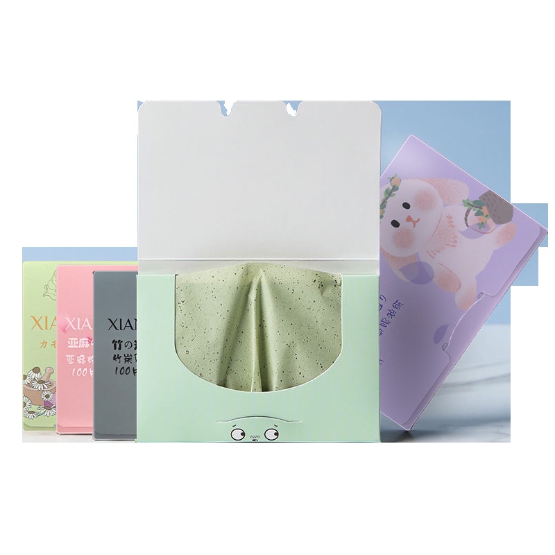 Set 100 giấy thấm dầu chiết xuất trà xanh/than tre tiện dụng