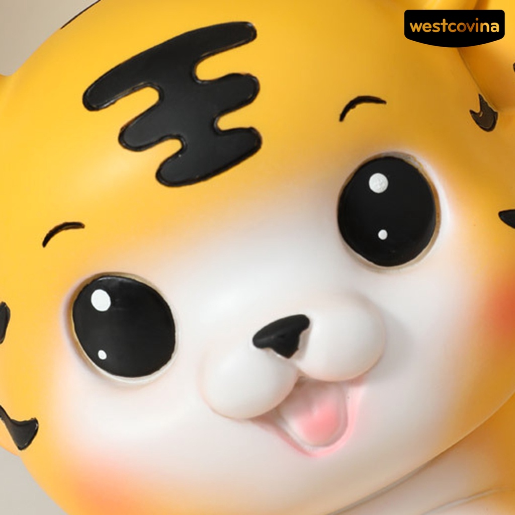 1 bộ tượng điêu khắc để bàn hình chú hổ dễ thương trang trí văn phòng