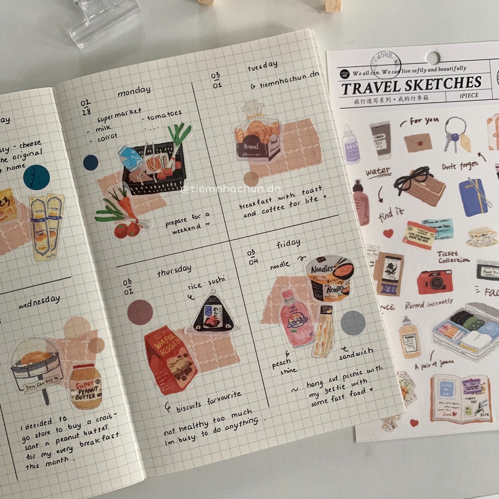 STICKER HÀN QUỐC TRAVEL FOR LIFE trang trí journal (ảnh thật) - sticker washi - Tiệm nhà Chun