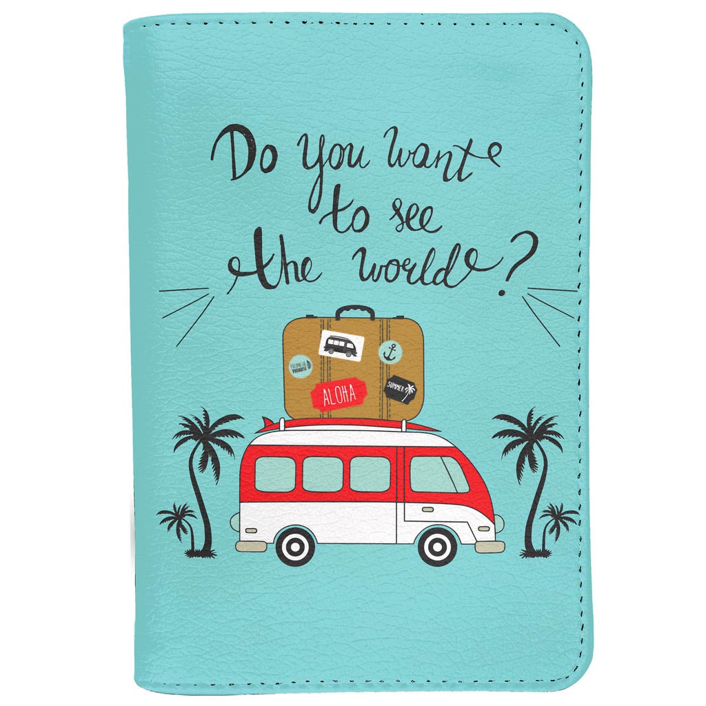 Ví Đựng Passport Du Lịch SEE THE WORLD - Bao Da Hộ Chiếu Đôi Đơn Giản Xinh Xắn Cute - Passport Cover Holder - LT049