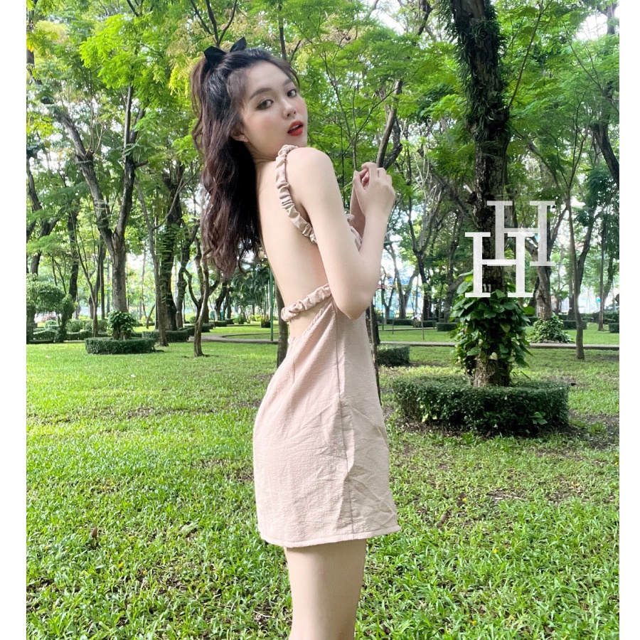 Đầm hở lưng màu nude HDT273 Hỉn Hỉn Store