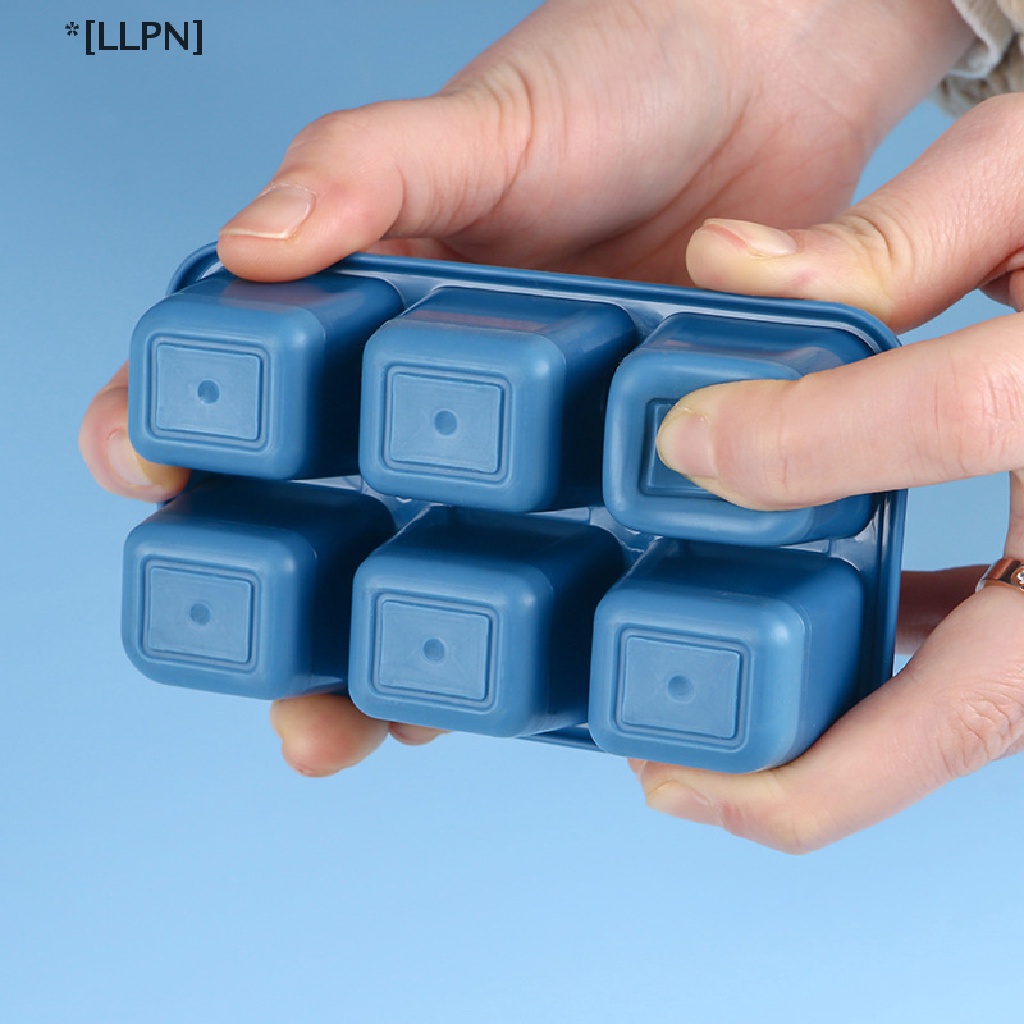 Khuôn Silicon Làm Đá Viên 6 Ngăn Đáy Mềm DIY