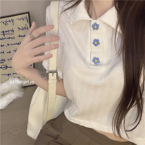 Áo Thun Tay Ngắn Cổ Polo Màu Trơn Thời Trang Dành Cho Nữ