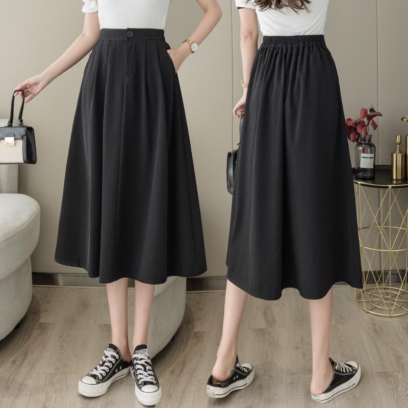 Chân váy dài Ulzzang chữ A Midi công sở xòe qua gối có BIGSIZE chun sau phong cách trẻ trung đi làm đi chơi CV44