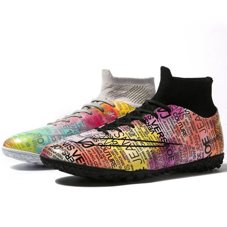 1black/1white TF Futsal Shoes Giày đá bóng CR7 cổ cao dành cho sân cỏ nhân tạo 35-46 Plus Size Soccer Shoes gi . !!