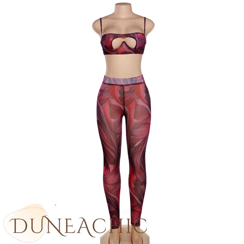 DUNEA Set Áo hai dây Lưới Xuyên Thấu Và Quần Lót Lọt Khe Quyến Rũ Dành Cho Nữ